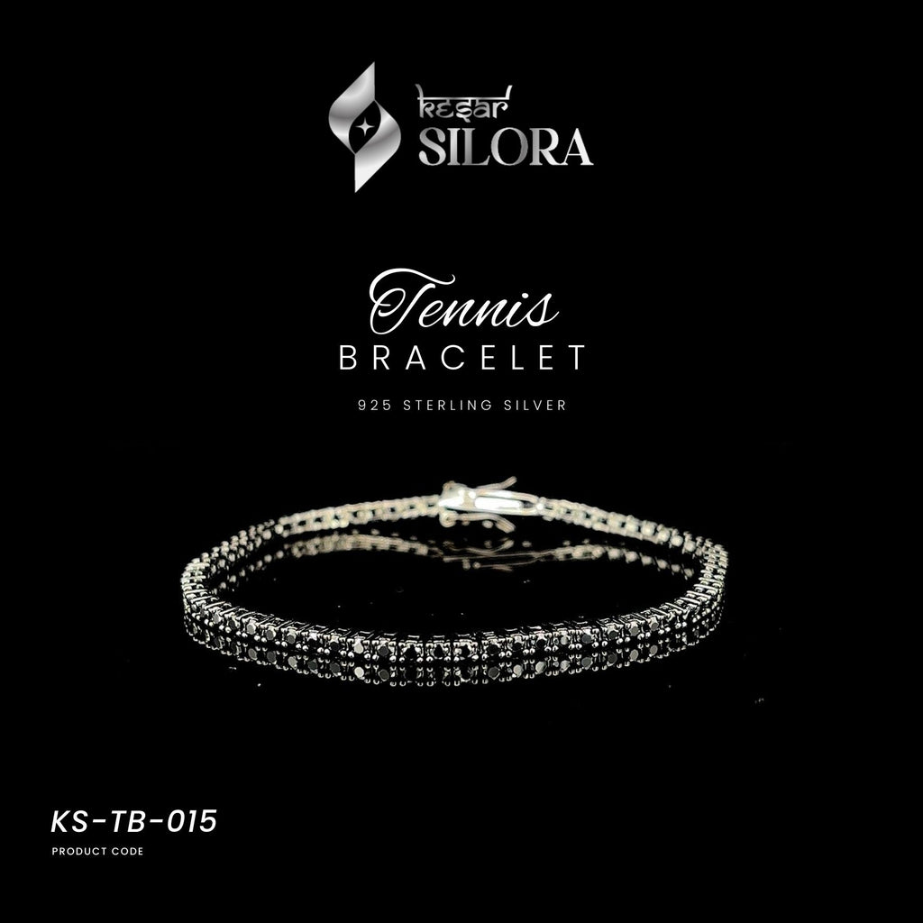 Black Diamonds Studded 925 Silver Bracelet