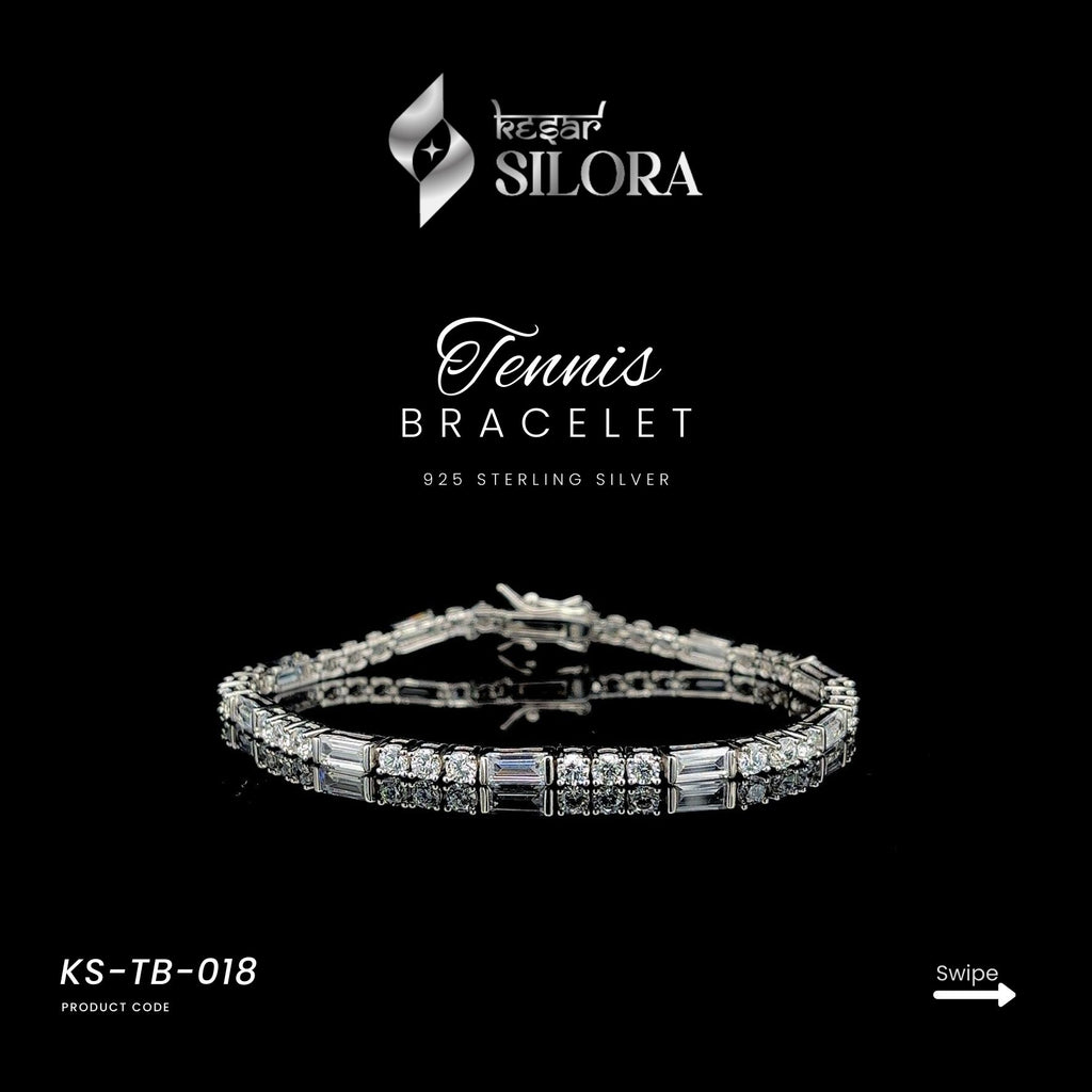 Baguette & Round Diamond Studded Tennis Bracelet