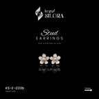Mother-Of-Pearl Diamond-Studded Floral Rose Gold Sterling Silver Earrings