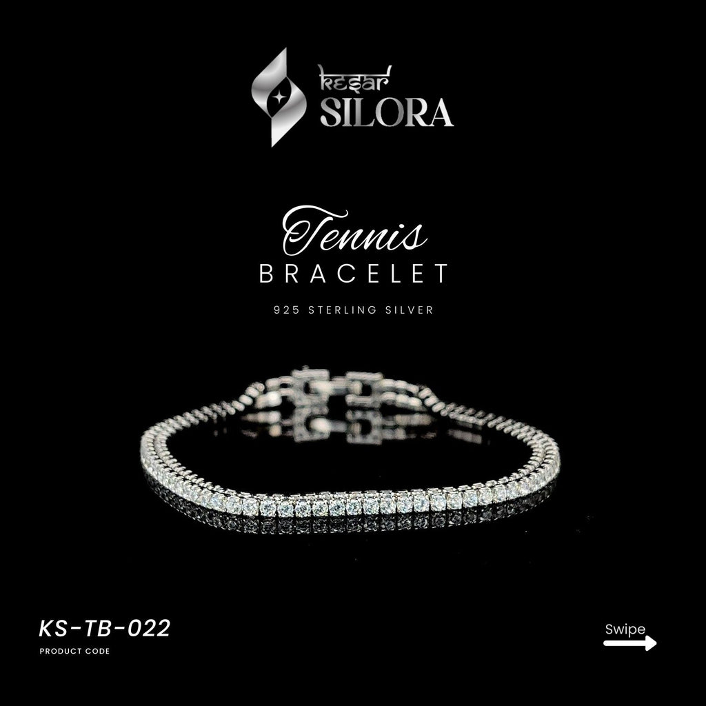 Classic Diamond-Studded Silver Tennis Bracelet