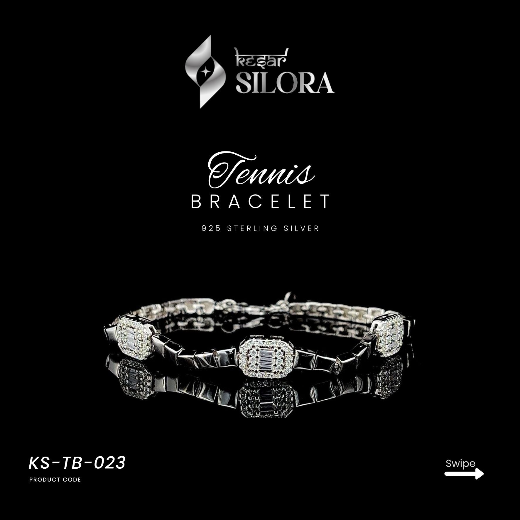 Clustered Diamond 925 Sterling Silver Tennis Bracelet