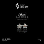Diamond-Studded Floral Rose Gold Sterling Silver Earrings