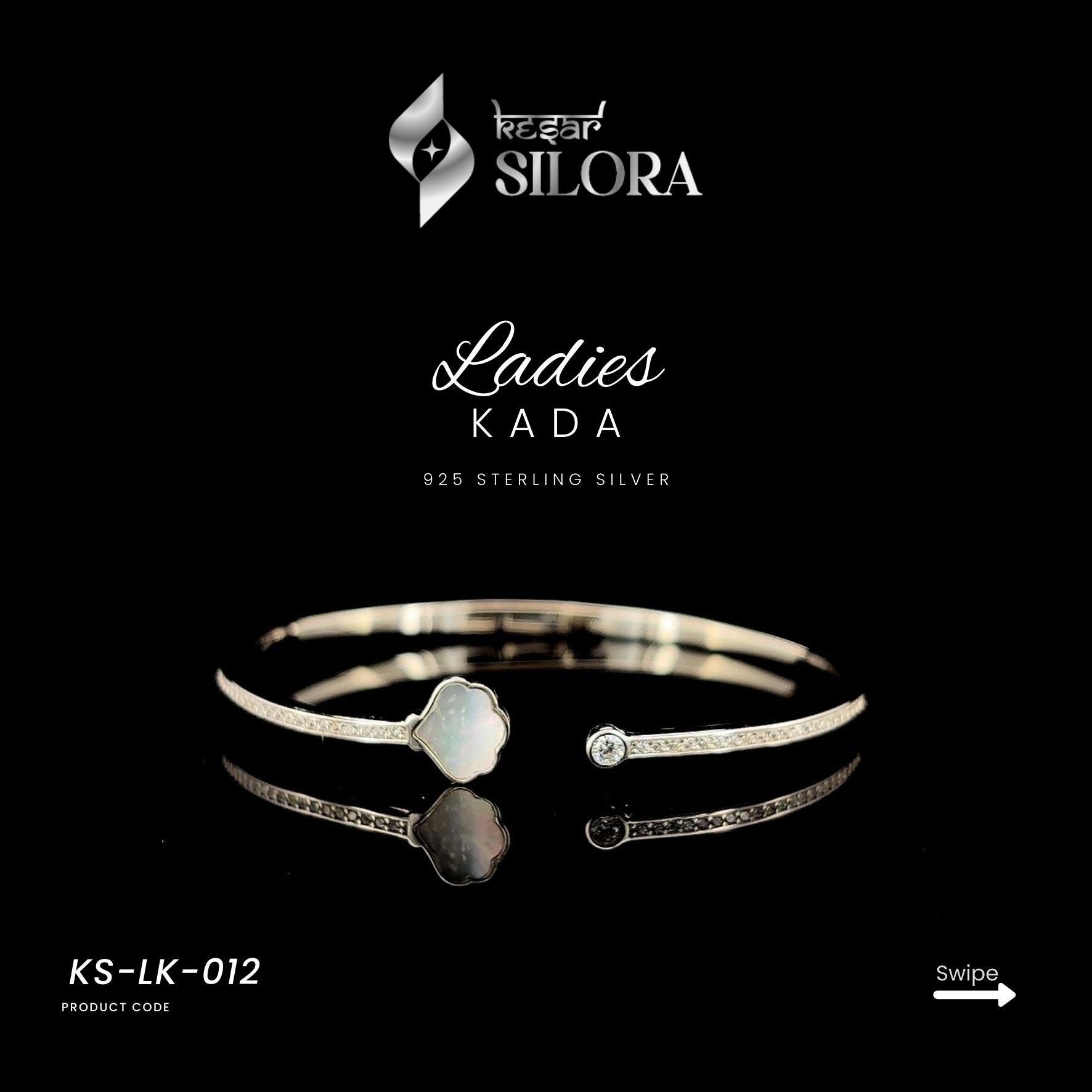 Shell & Diamond-Studded Sterling Silver Bracelet