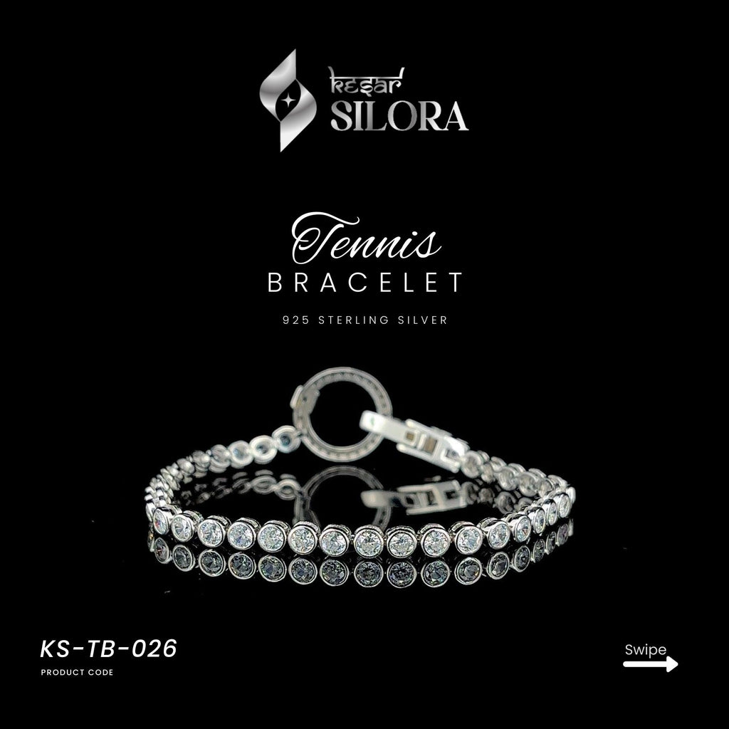 Bezel-Set Diamond Sterling Silver Tennis Bracelet