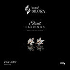 Diamond-Studded Leaf Rose Gold Sterling Silver Earrings