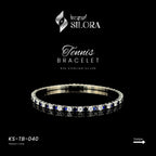 Sapphire And Diamond Alternating-Studded 925 Sterling Silver Bracelet