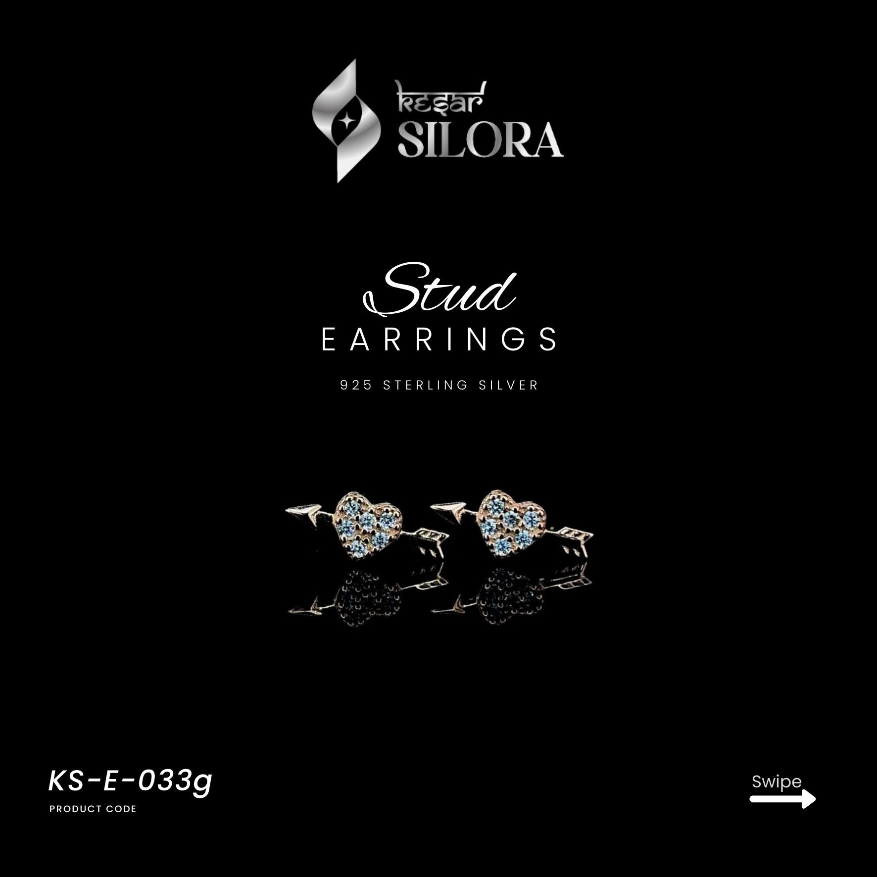 Diamond Studded Bow And Heart Rose Gold Sterling Silver Earrings