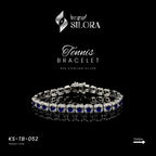 Diamonds Around Sapphire Studs, Sterling Silver Tennis Bracelet