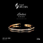 Rose Gold Plated Diamond-Studded Sterling Silver Wave Cuff Bracelet