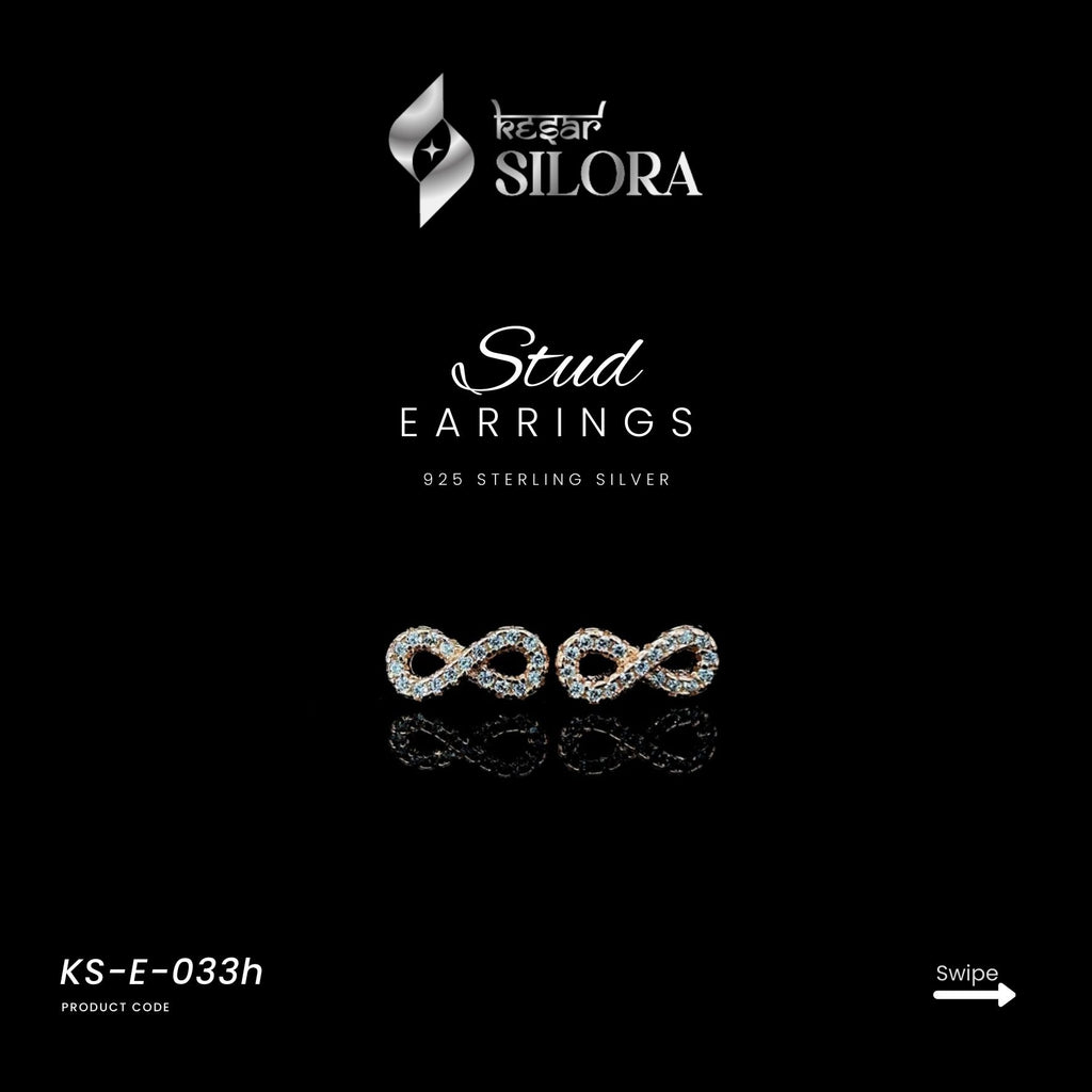 Diamond-Studded Timeless Infinity Loop Rose Gold Sterling Silver Earrings