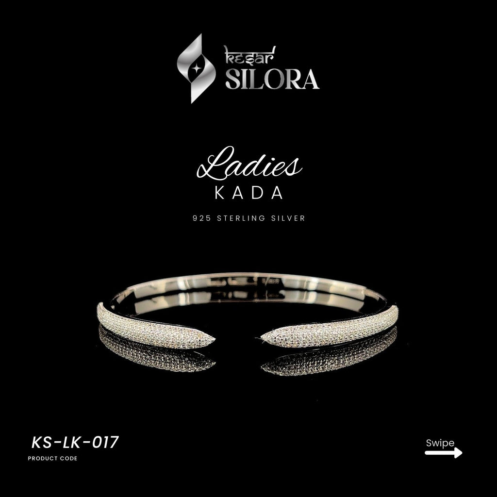 Diamond-Studded Classic Cut Sterling Silver Bracelet