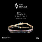 Pink Cubic Diamonds, Sterling Silver Tennis Bracelet
