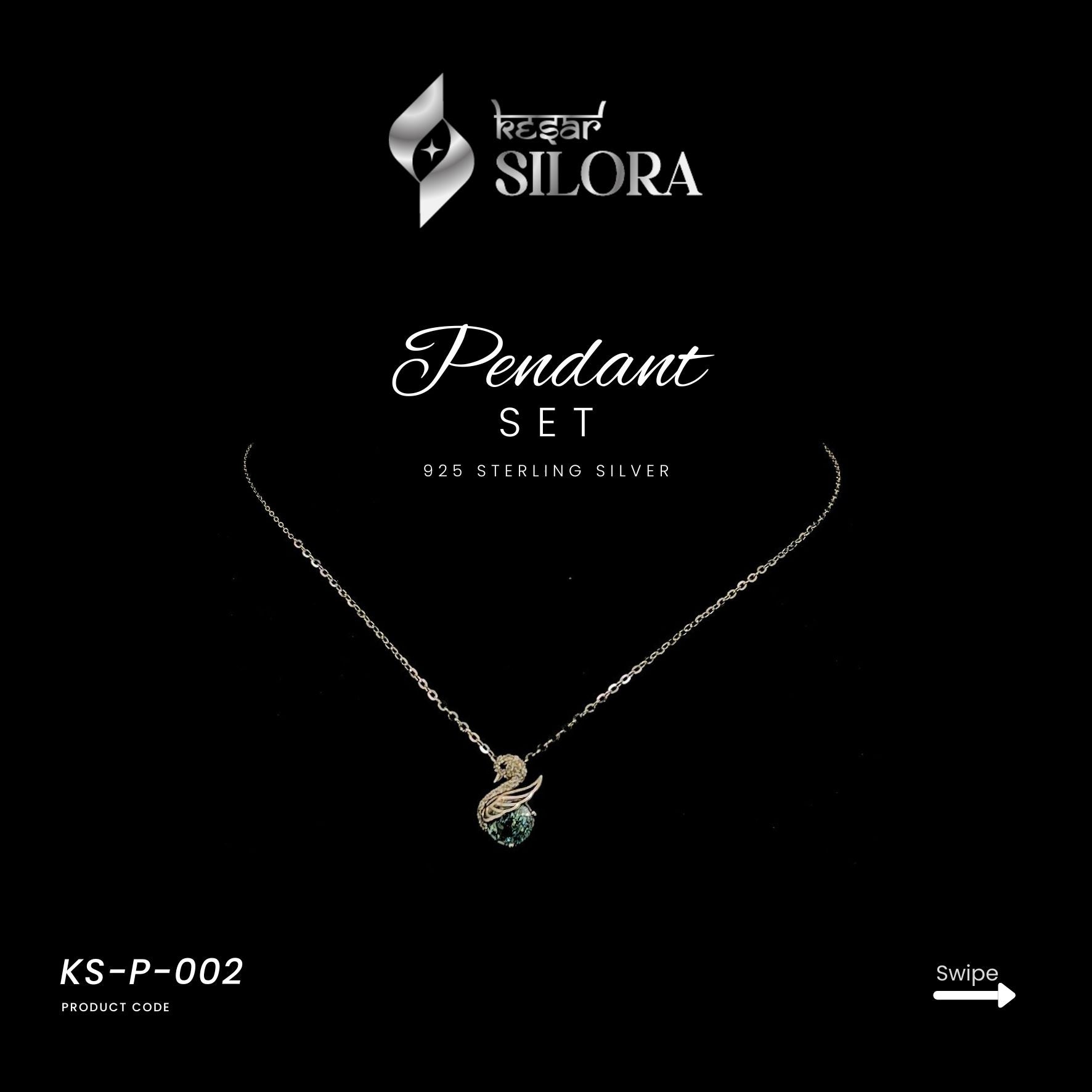 Emerald Studded Swan Pendant