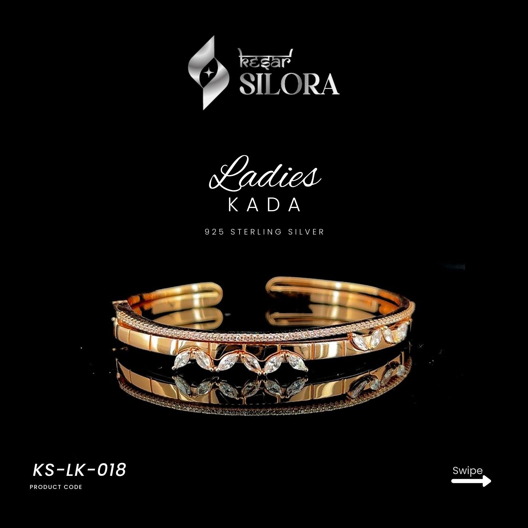 Rose Gold Plated Scattered Floral Diamond Sterling Silver Bracelet