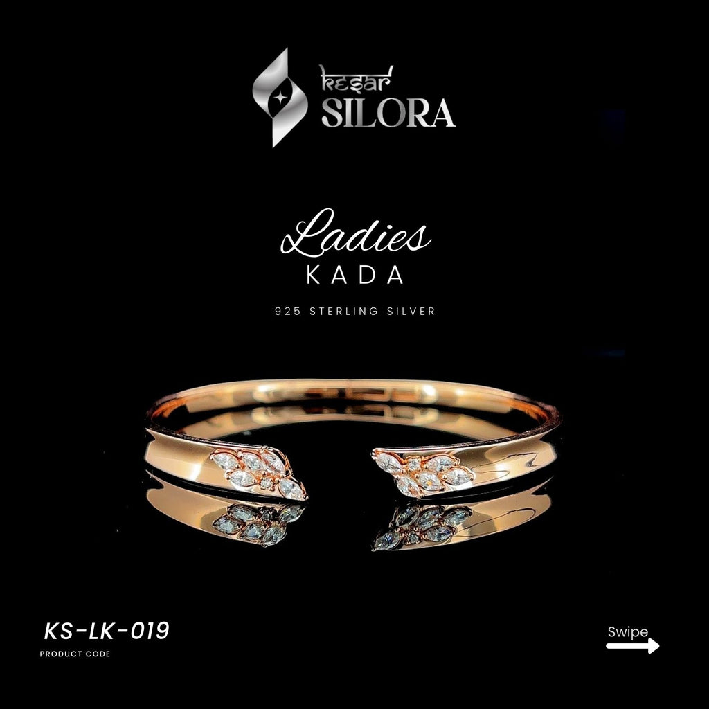 Rose Gold Plated Pear Diamond-Studded Cuff Bracelet