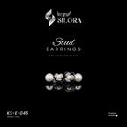 Pearl With Black Flower Silver Studs