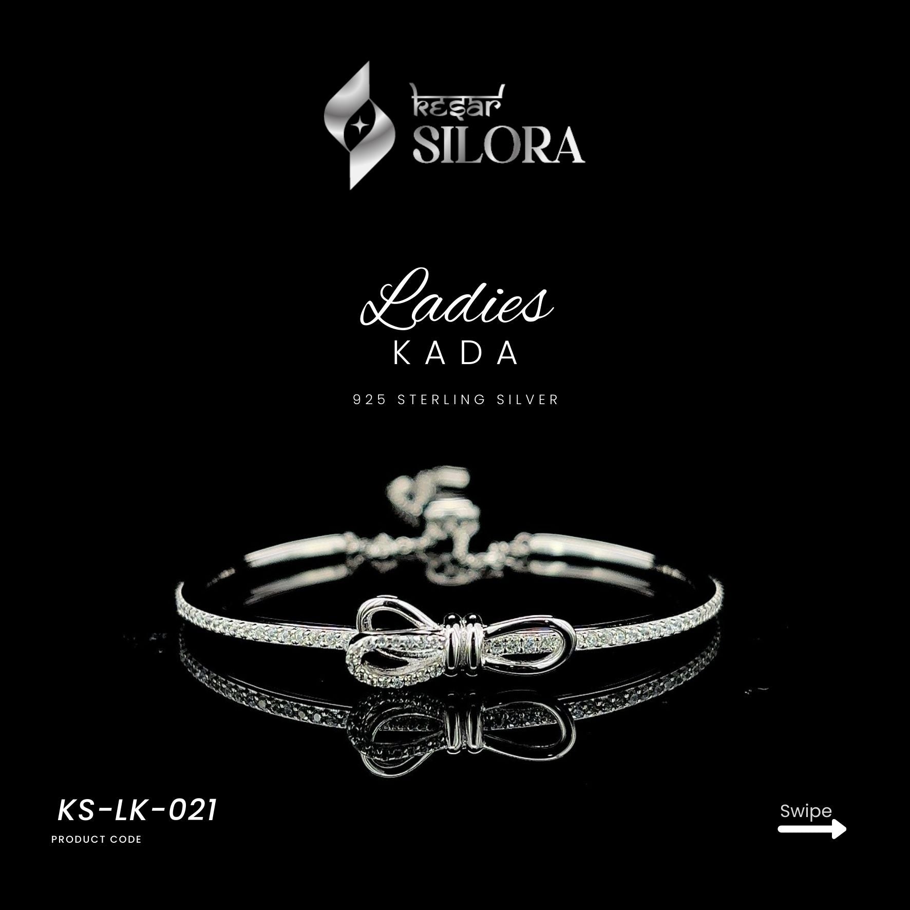 Diamond-Studded Sterling Silver Bow Bracelet