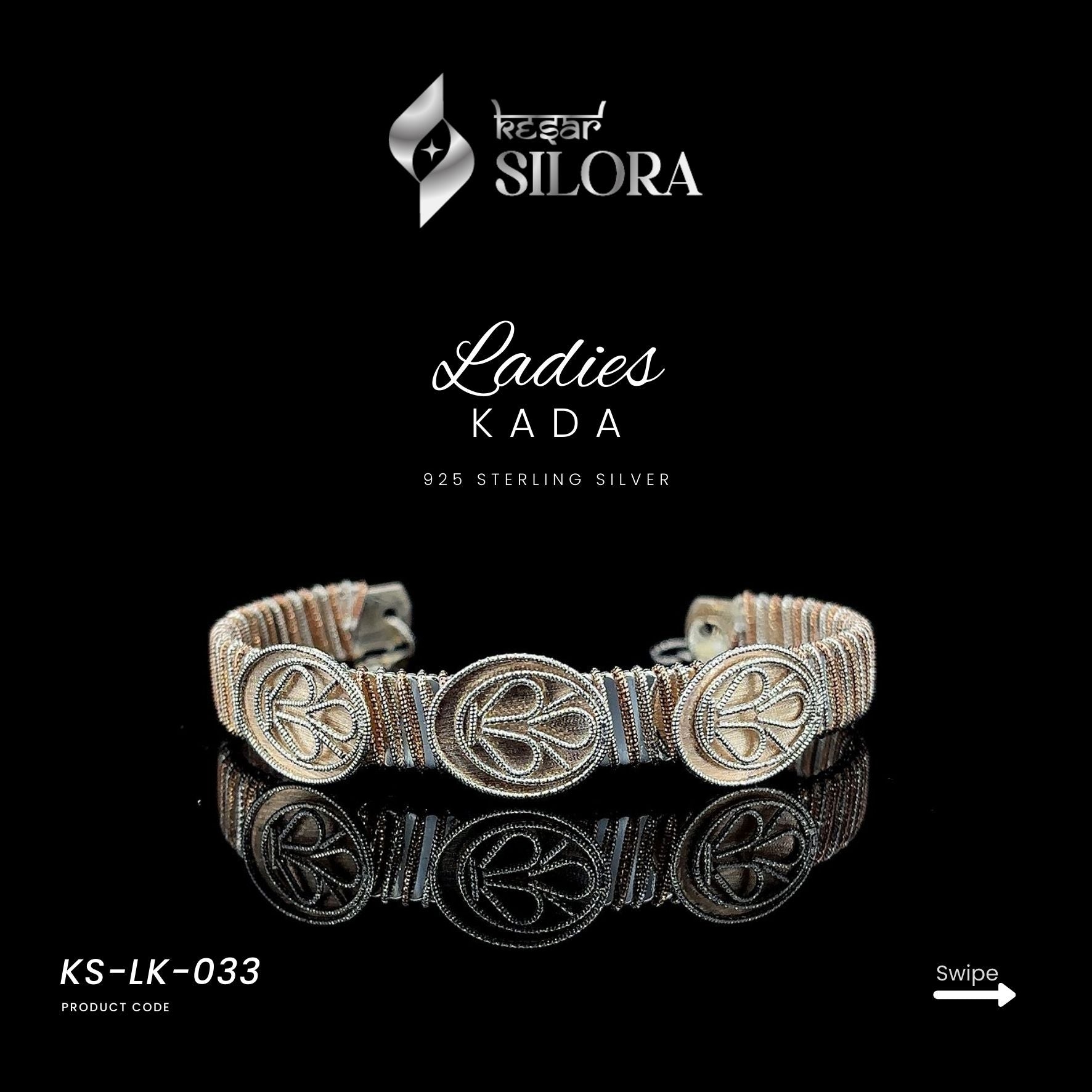 Vintage Silver filigree Motif Kada