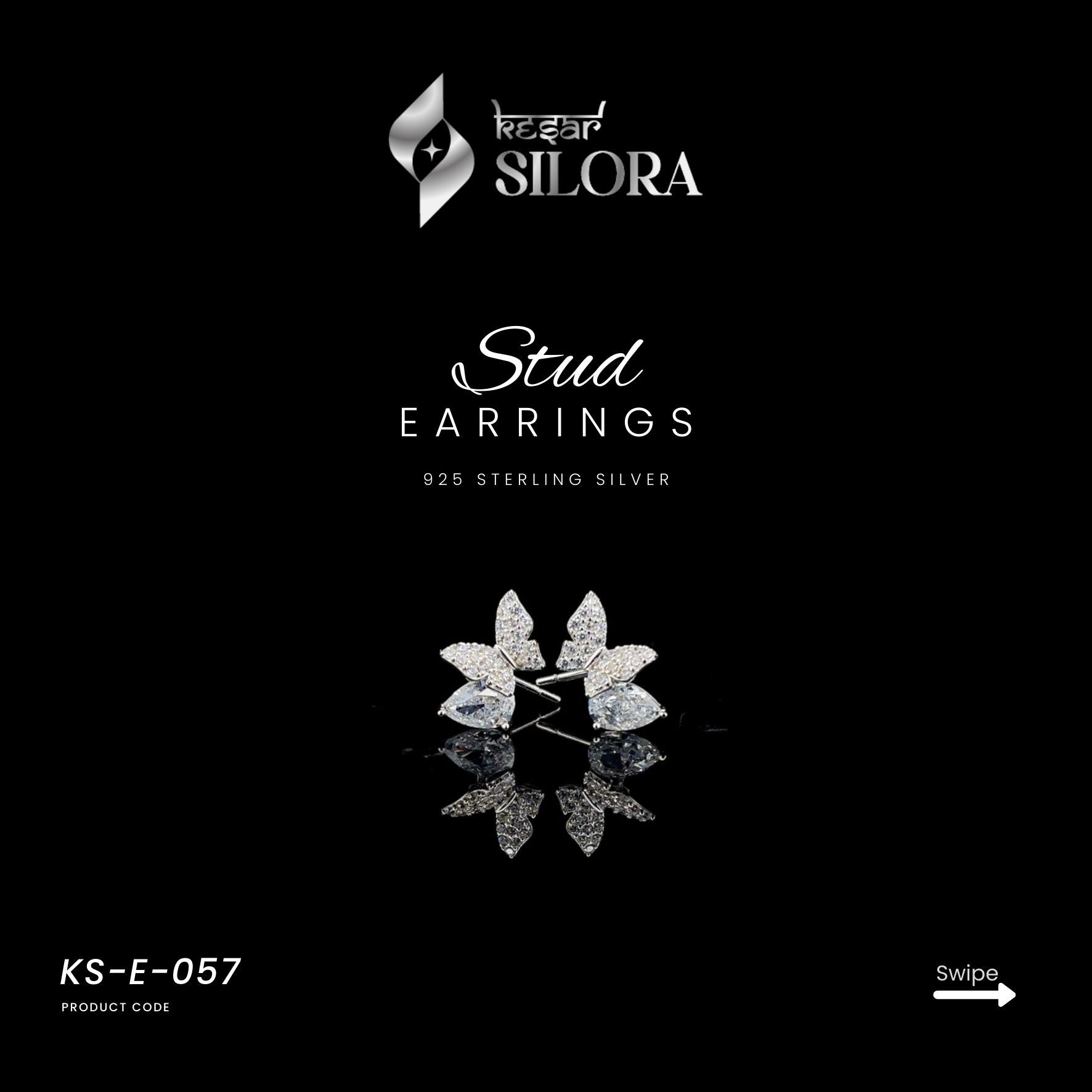 Pear Diamond With Butterfly Studs