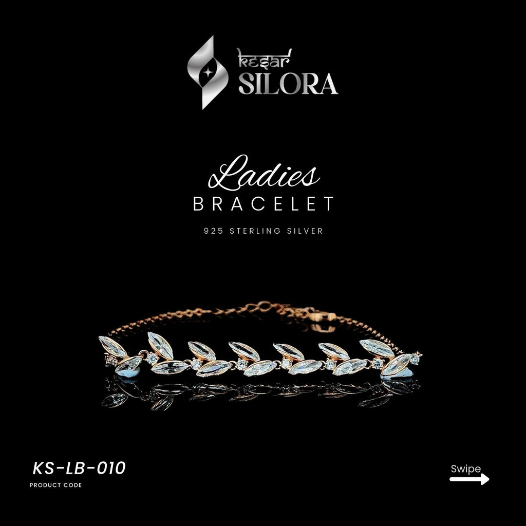 Marquise Diamond Studded Rose Gold Plated Sterling Silver Bracelet