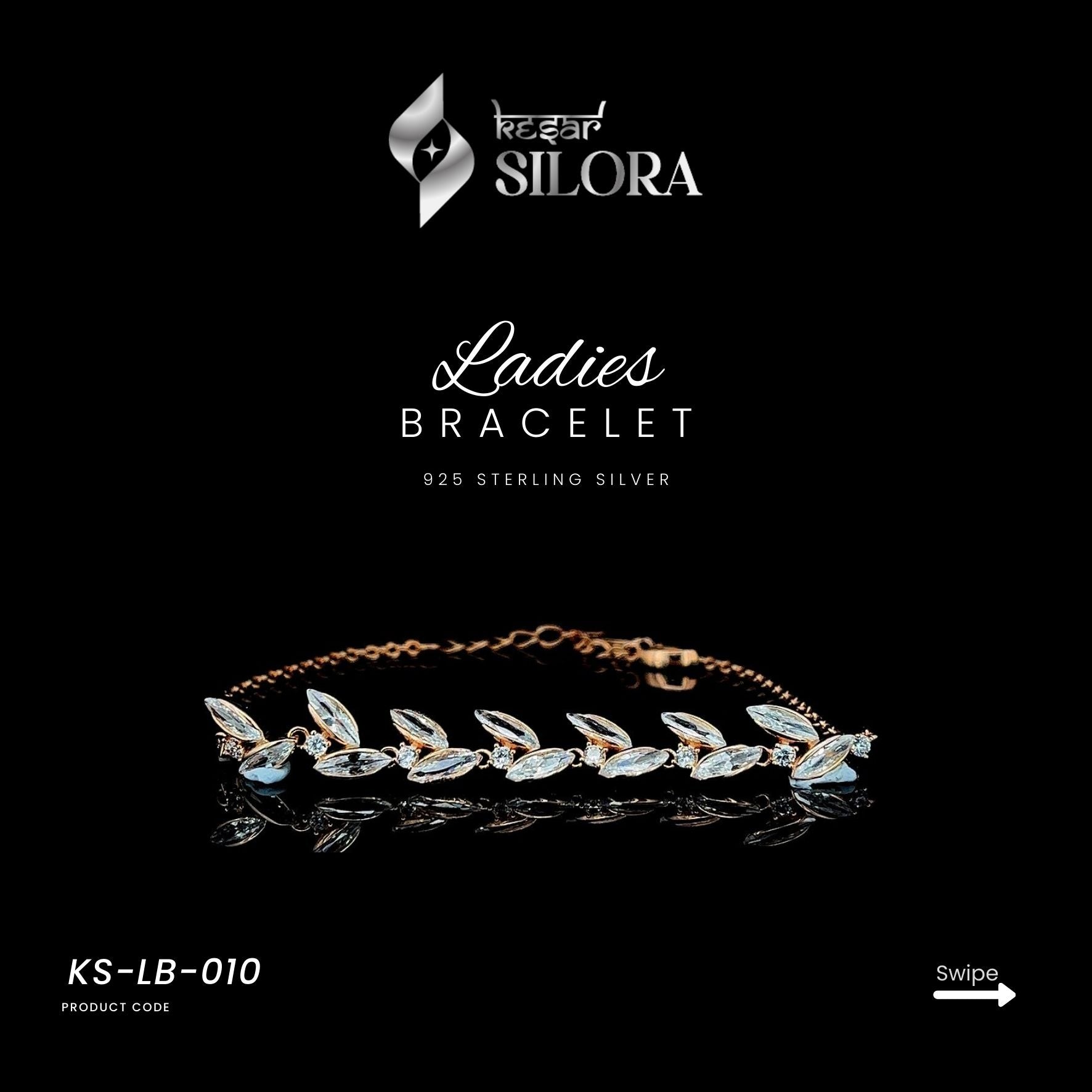 Marquise Diamond Studded Rose Gold Plated Sterling Silver Bracelet
