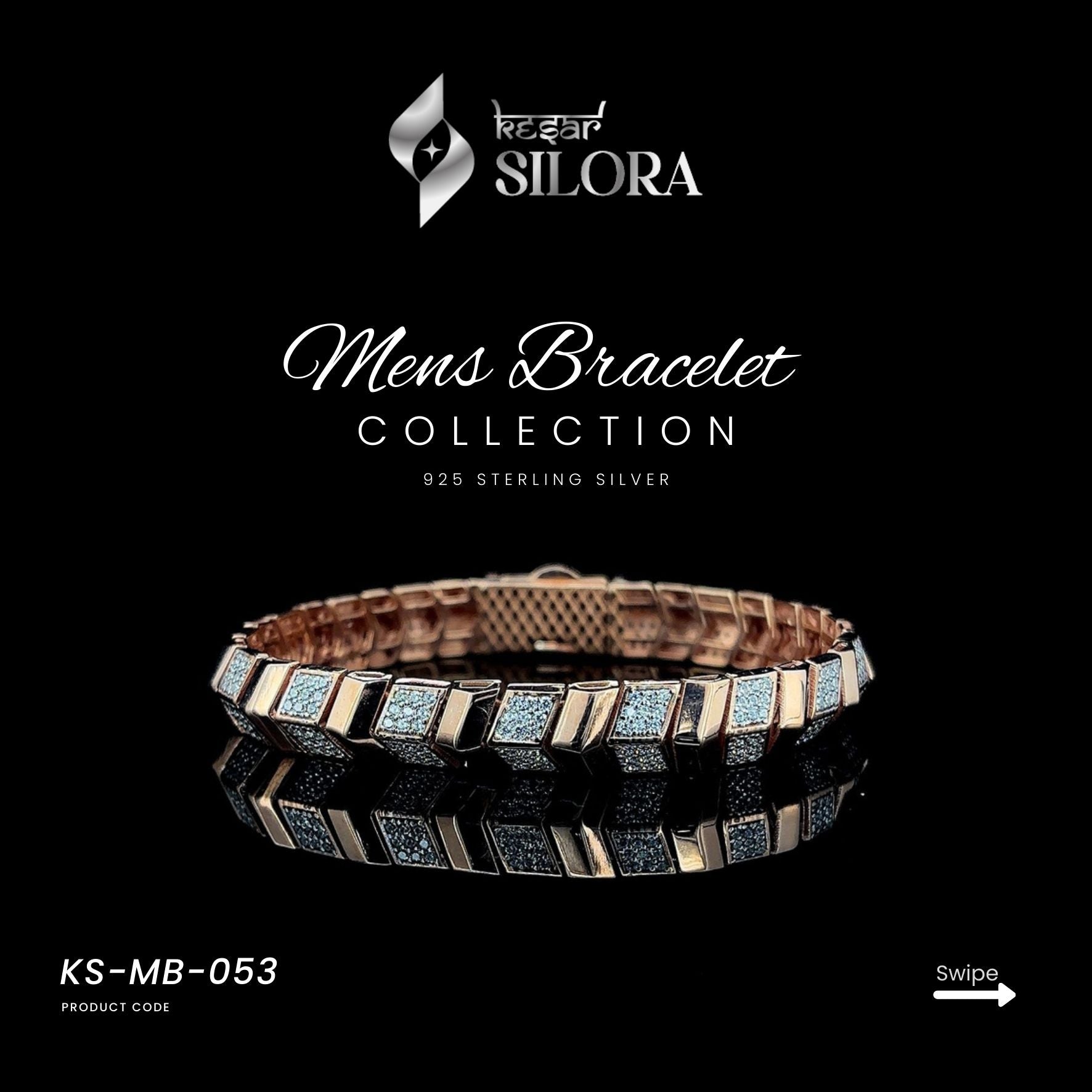 Diamond-Studded Square Metal Panels Bracelet