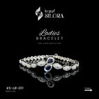 Blue Sapphire and Diamond Studded Sterling Silver Bracelet
