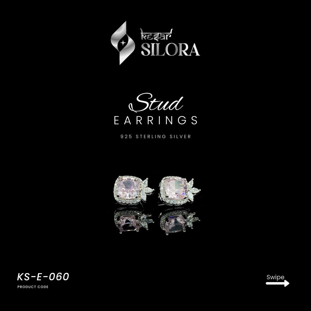Pink Radiant Diamond Studs