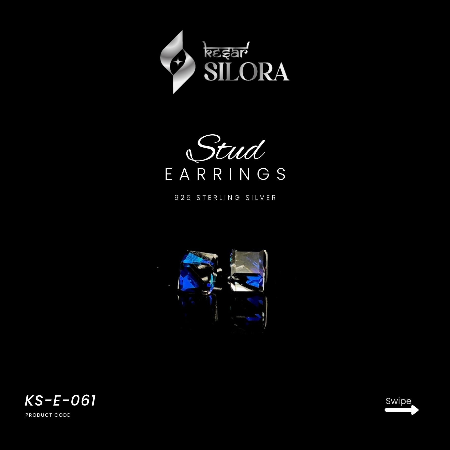 Dark Blue Cube Diamond Studs