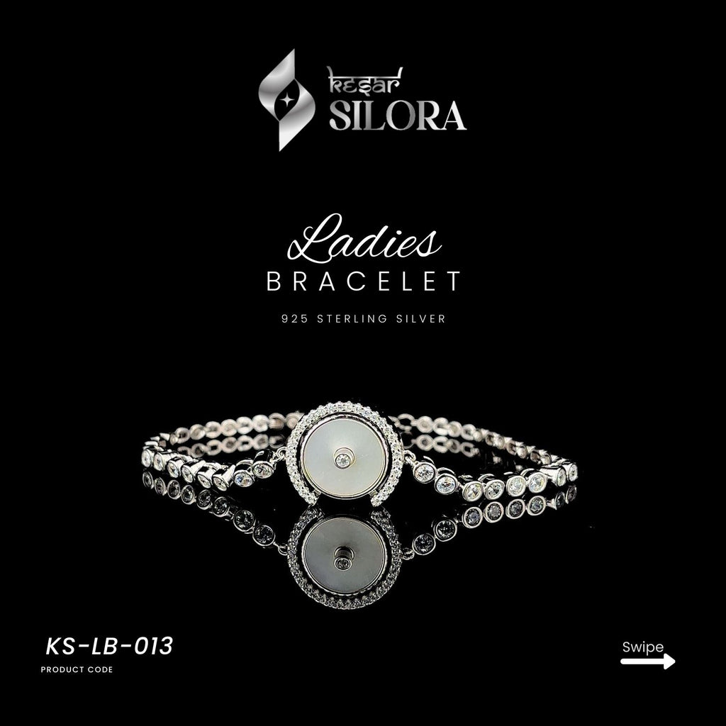 Pear & Solitaire Cut Diamond Sterling Silver Bracelet