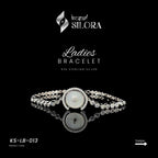 Mother-Of-Pearl Centerpiece With Diamond Studded Sterling Silver Snap Button Bracelet