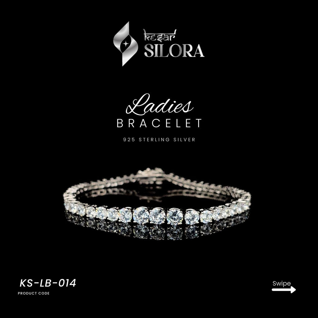 Single Later Solitaire Diamond Sterling Silver Bracelet
