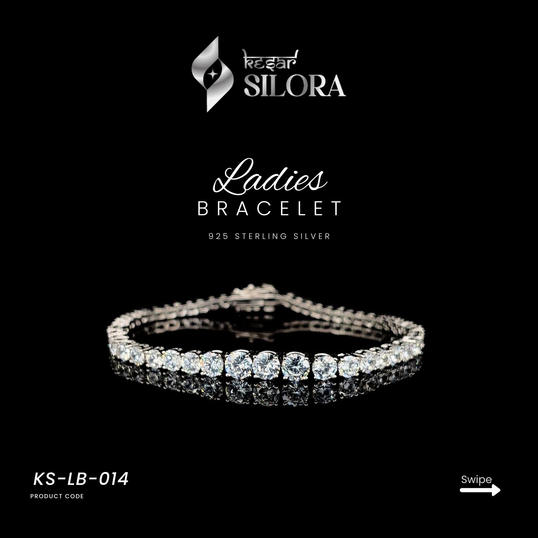 Single Later Solitaire Diamond Sterling Silver Bracelet