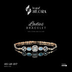 Rose Gold Plated Sterling Silver Bracelet With Mother-Of-Pearl Oval Links And A Central Rectangular Diamond Cluster