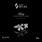 Studded Mother Of Pearl Twin Flower Sterling Silver Ring