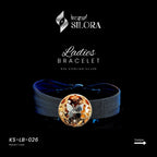 Blue Mesh Sterling Silver Bracelet With A Round, Gold-Tone Butterfly Charm