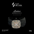 Black Mesh Sterling Silver Bracelet With A Diamond Studded Rose Gold Square Shaped Charm
