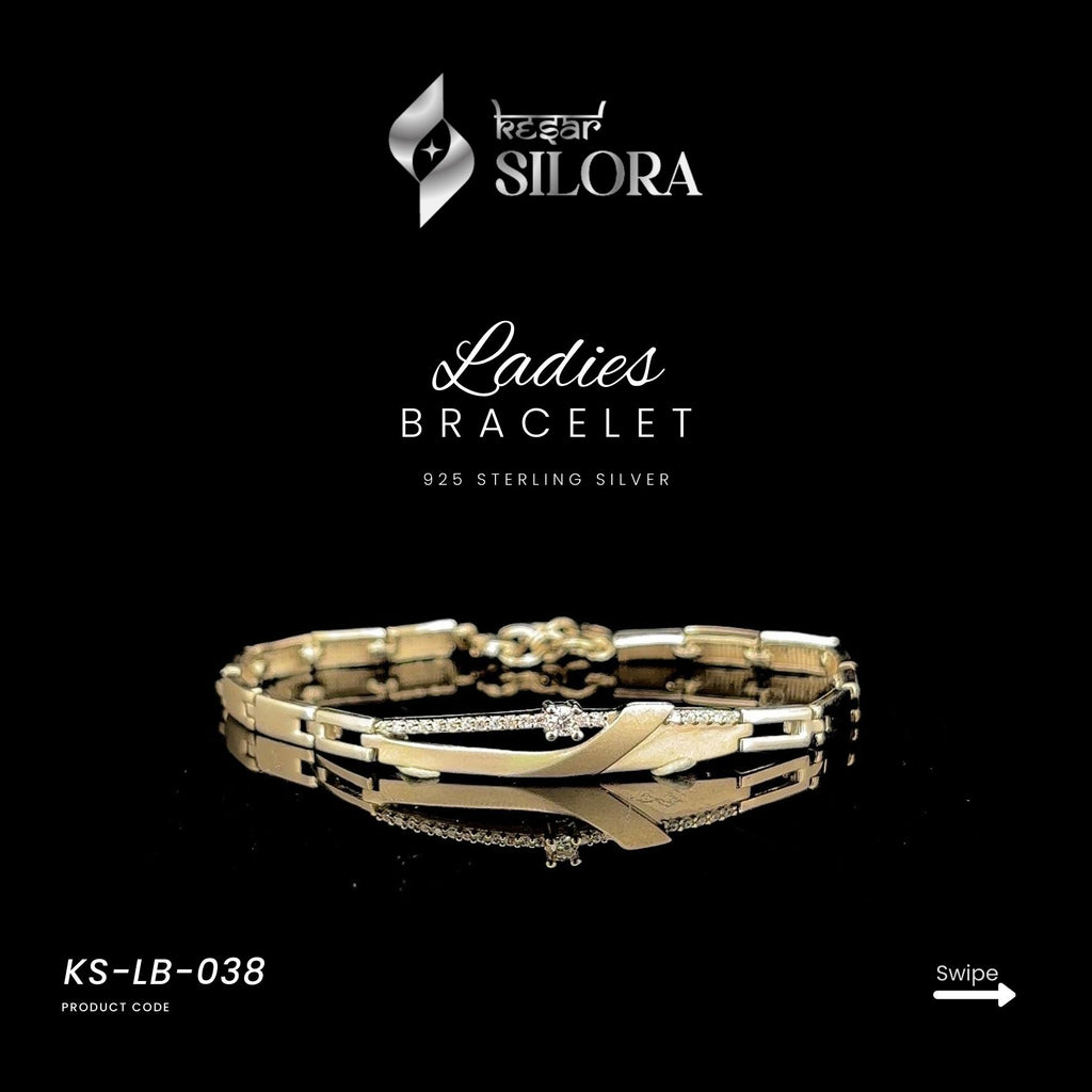 Gold Plated Sterling Silver Bracelet With Embellished Diamonds