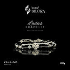 LV Symbol With Embellished Diamonds Sterling Silver Bracelet