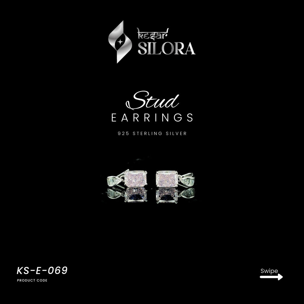 Pink Emerald Diamond With Tear Drop Earrings