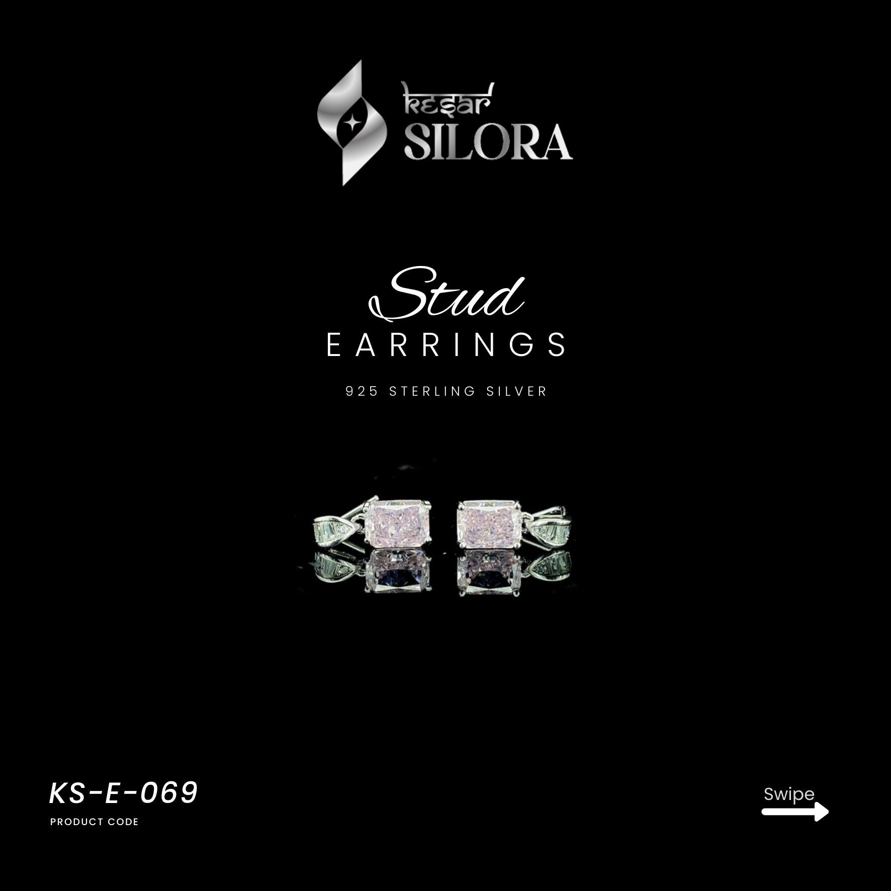 Pink Emerald Diamond With Tear Drop Earrings
