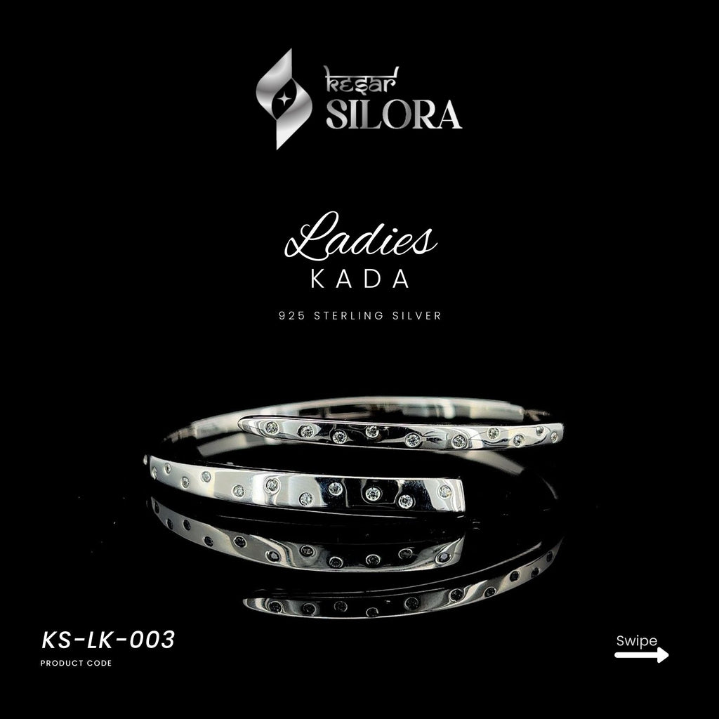 Encrusted Diamond-Studded Sterling Silver Bracelet