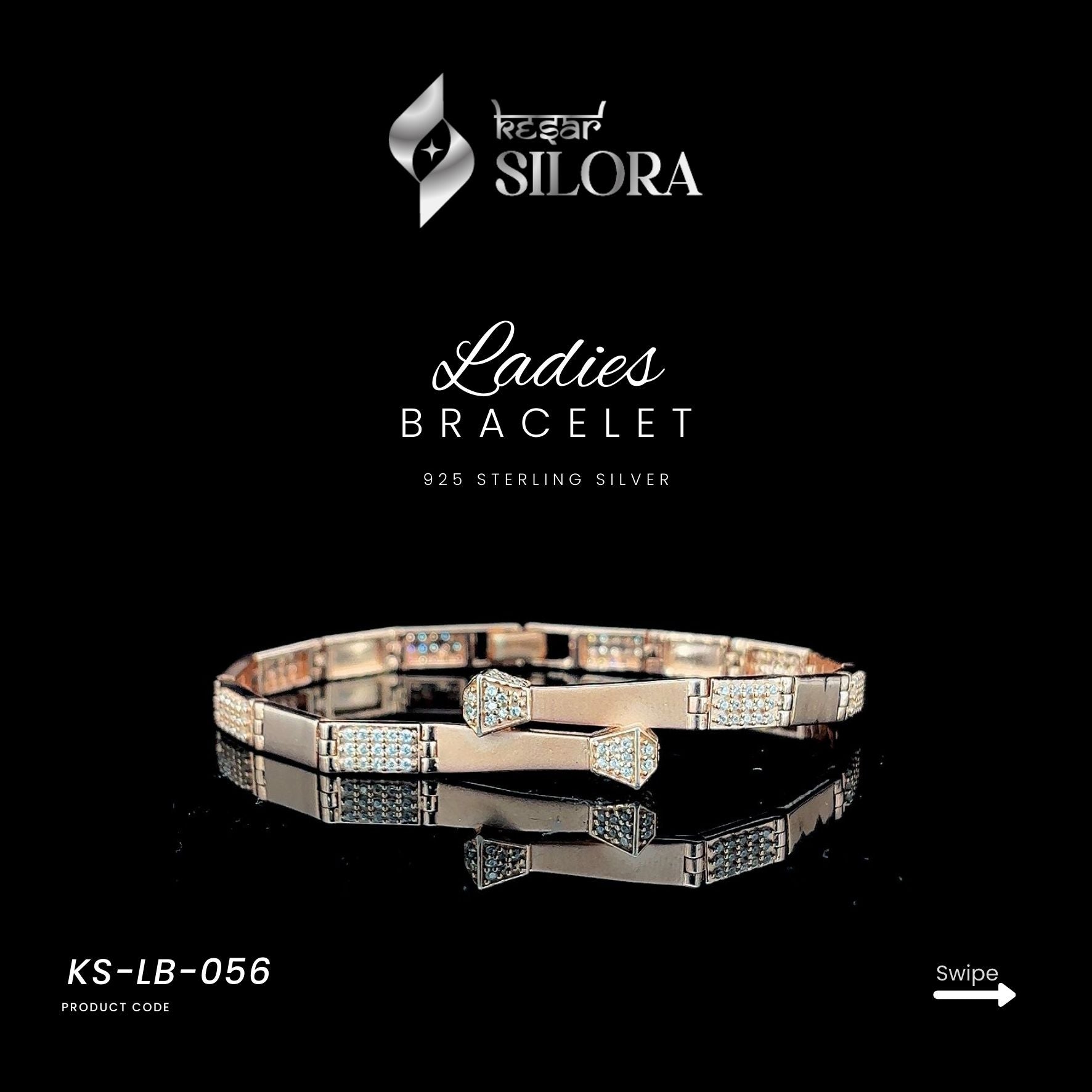 Shine Rose Gold Studded Silver Bracelet