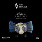 Blue Mesh Sterling Silver Peacock Charm Cuff Bracelet