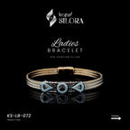 Gold Plated Triple Cable Diamond-Studded 925 Sterling Silver Bracelet