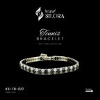 White & Black Alternating Diamonds - 925 Silver Studded Bracelet