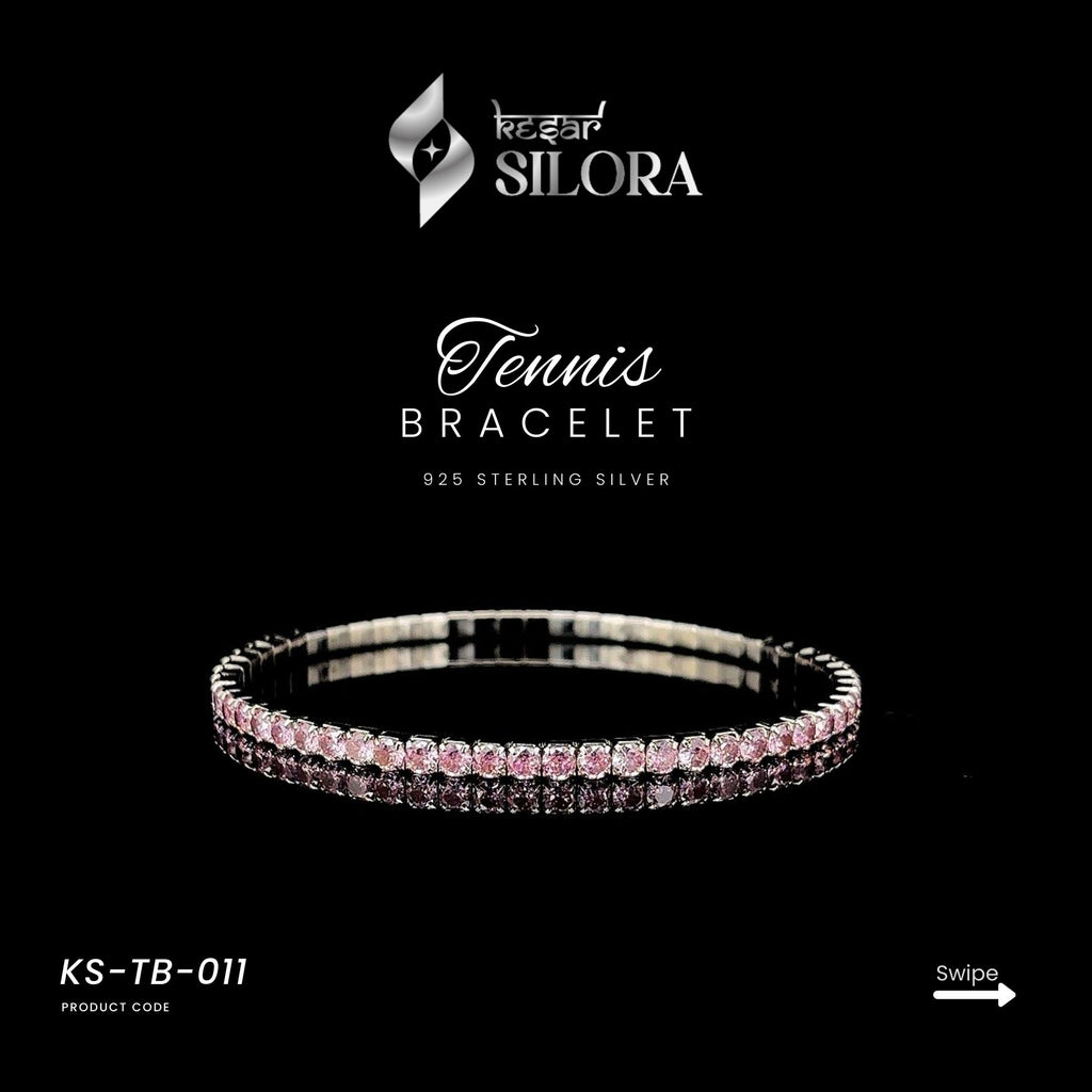 Pink Diamonds Studded 925 Silver Bracelet
