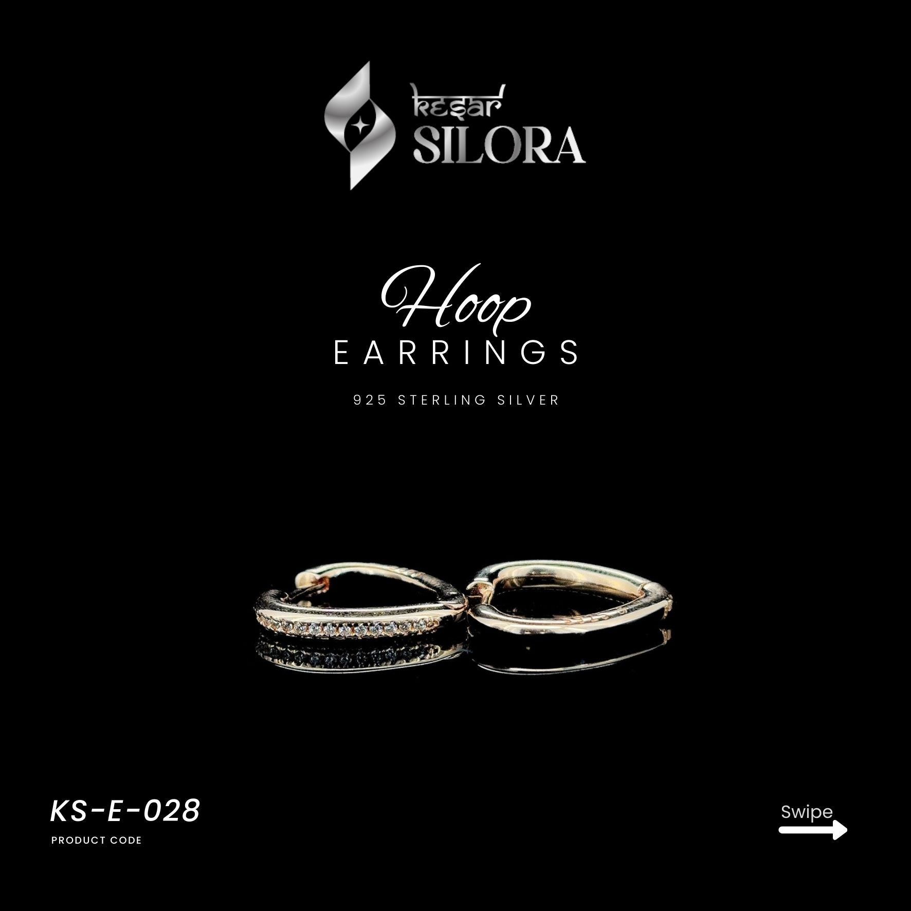 Heart Shaped with studded Diamond Sterling Silver Earrings