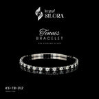White & Black Alternating Diamonds - 925 Silver Studded Bracelet Band