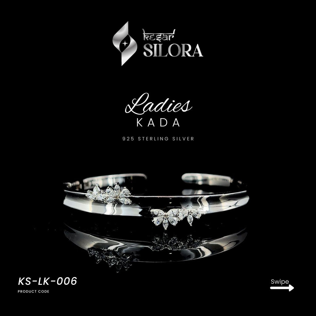 Scattered floral diamond sterling silver cuff Bracelet